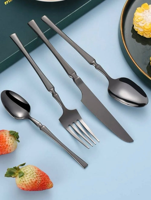 Set 4 tacâmuri oțel inoxidabil Classic, auriu, negru