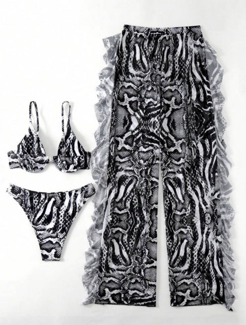 Costum de baie 3 piese Zebra Trio