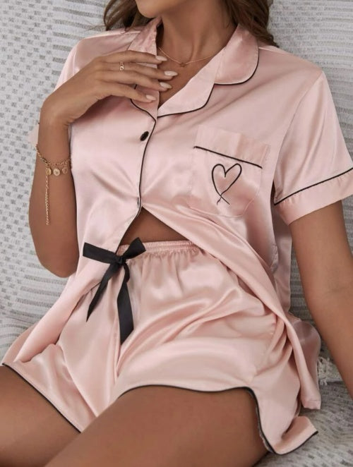 Pijama din 2 piese satin Love