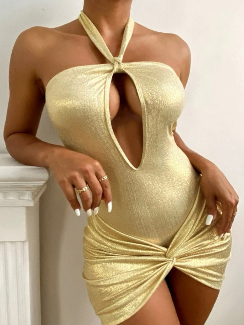 Costum de baie intreg cu accesoriu Gold Amelie