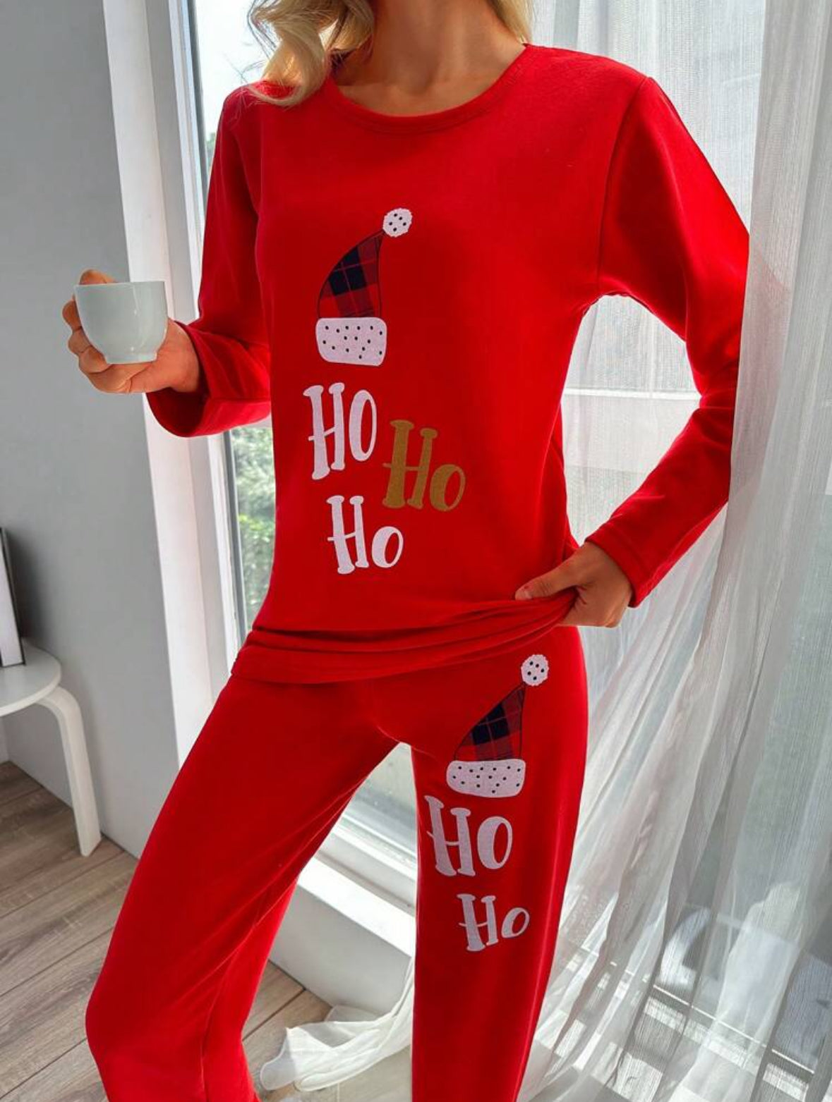 Pijama 2 piese roșie HOHOHO