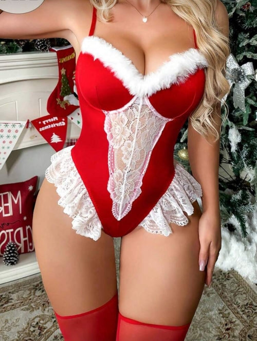 Lenjerie roșie 2 piese Crăciun