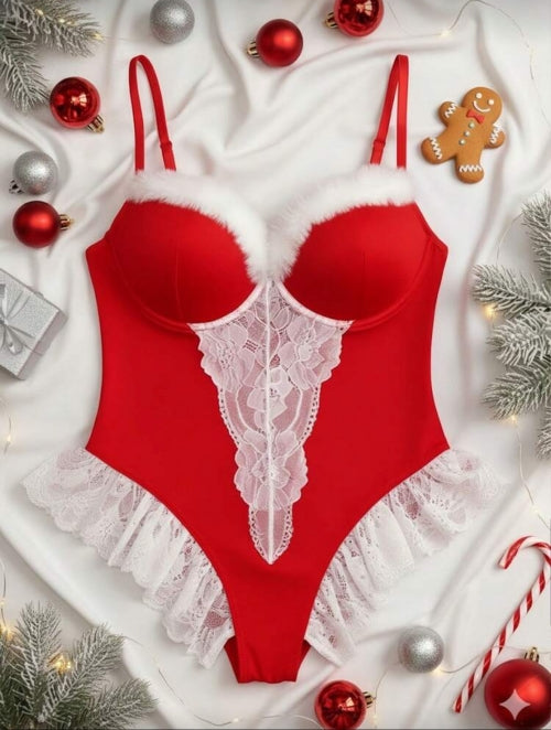 Lenjerie roșie 2 piese Crăciun