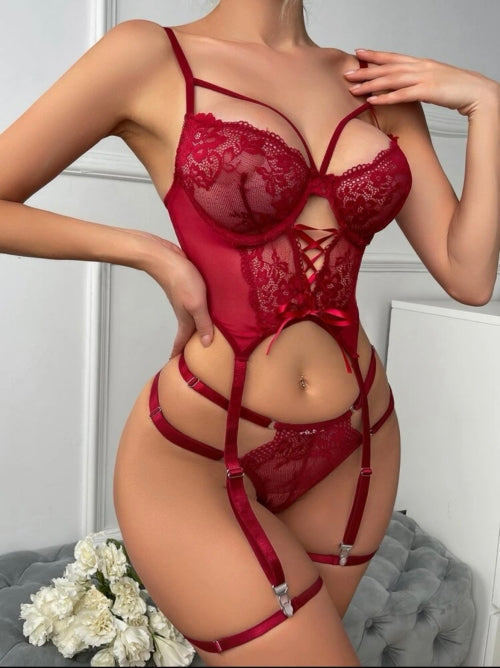 Set din 3piese Selena bordo, negru