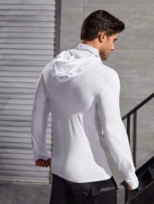 Bluză cu glugă fitness bărbați Astro, alb, negru
