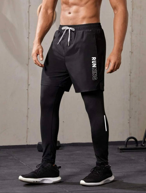 Pantaloni scurți cu leggings bărbați 2in1 Runnig