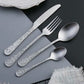 Set 4 tacâmuri oțel inoxidabil Luxury Relief, auriu, argintiu