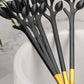 Set 6x lingurițe Minimalist, aurii, negre